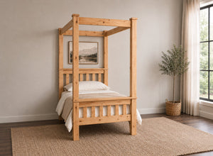 Chesterton Four Poster Bed in Antique Finish, Single Size (High End)