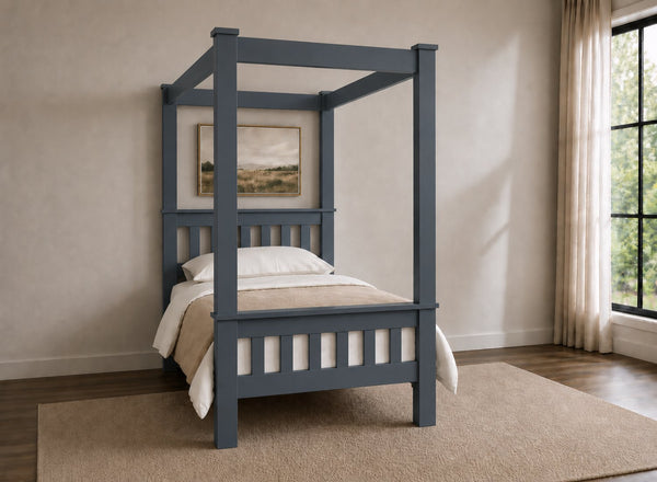 Chesterton Four Poster Bed in Painted Blue Finish, Single Size (High End)