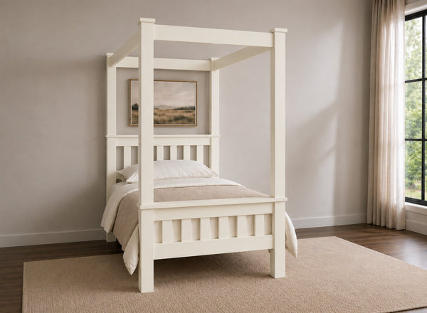 Chesterton Four Poster Bed in Painted Cream Finish, Single Size (High End)