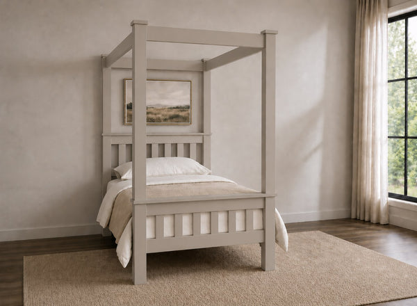 Chesterton Four Poster Bed in Painted Grey Finish, Single Size (High End)
