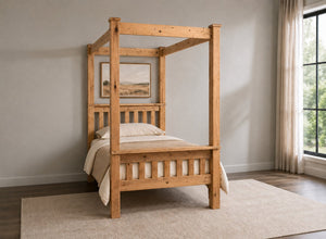 Chesterton Four Poster Bed in Oak Finish, Single Size (High End)