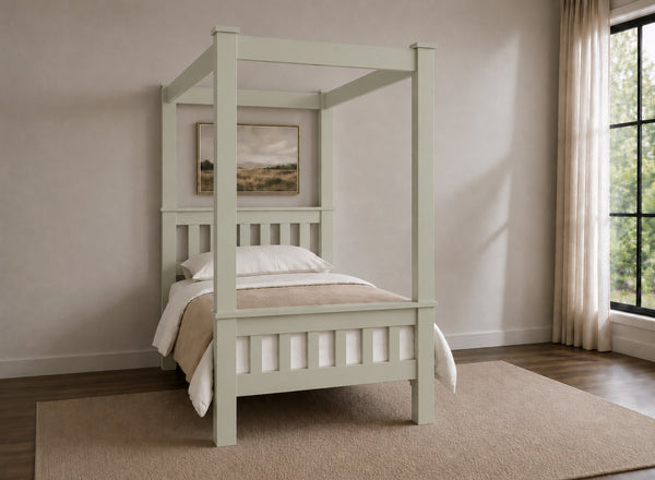 Chesterton Four Poster Bed in Painted Sage Green Finish, Single Size (High End)