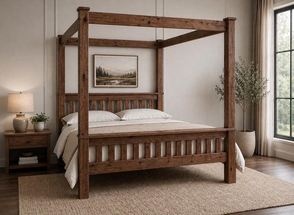 Chesterton Four Poster Bed in Walnut Finish (High End)