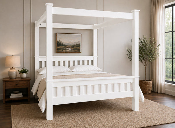 Chesterton Four Poster Bed in White Finish (High End)