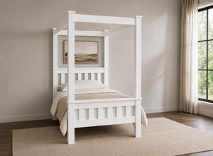 Chesterton Four Poster Bed in Painted White Finish, Single Size (High End)
