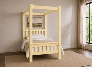 Chesterton Four Poster Bed in Painted Yellow Finish, Single Size (High End)