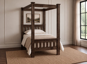 Chesterton Four Poster Bed in Walnut Finish, Single Size (High End)