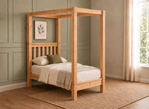Chesterton Four Poster Bed in Antique Finish, Single Size (Low End)