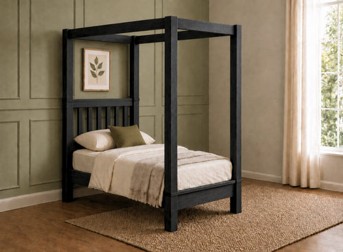 Chesterton Four Poster Bed in Black Ash Finish, Single Size (Low End)