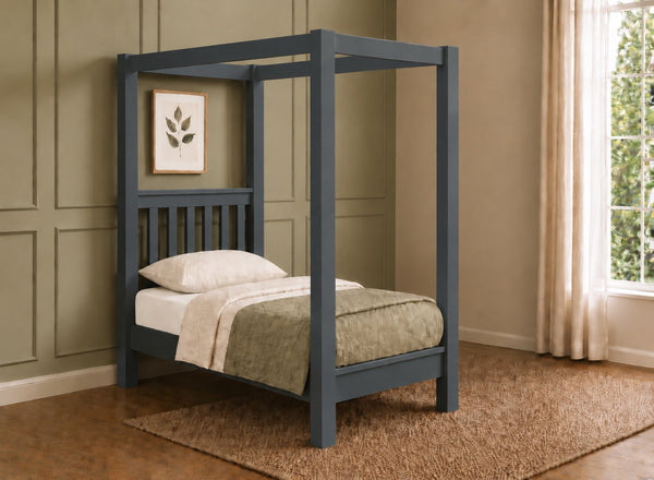 Chesterton Four Poster Bed in Painted Blue Finish, Single Size (Low End)