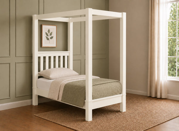 Chesterton Four Poster Bed in Painted Cream Finish, Single Size (Low End)