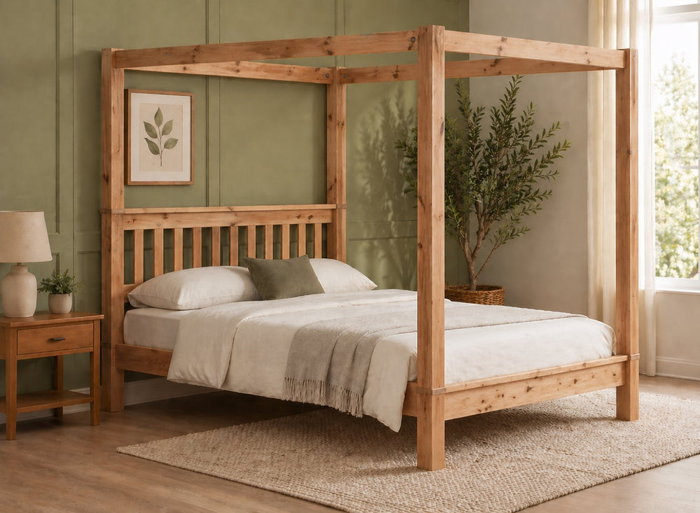 Chesterton Four Poster Bed in Oak Finish (Low End)