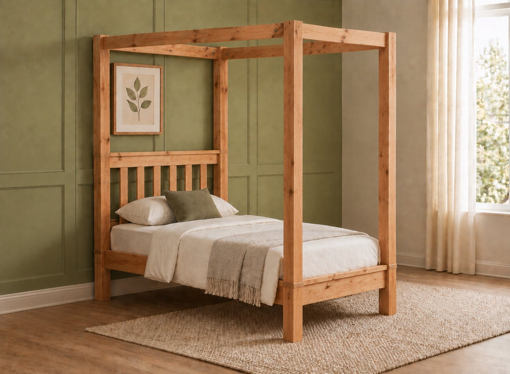 Chesterton Four Poster Bed in Dayroom Yellow Finish (High End)
