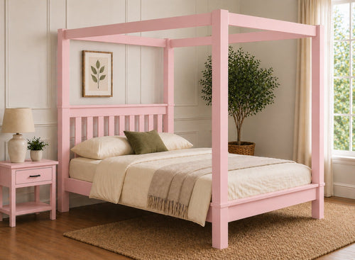 Chesterton Four Poster Bed in Pink Finish (Low End)