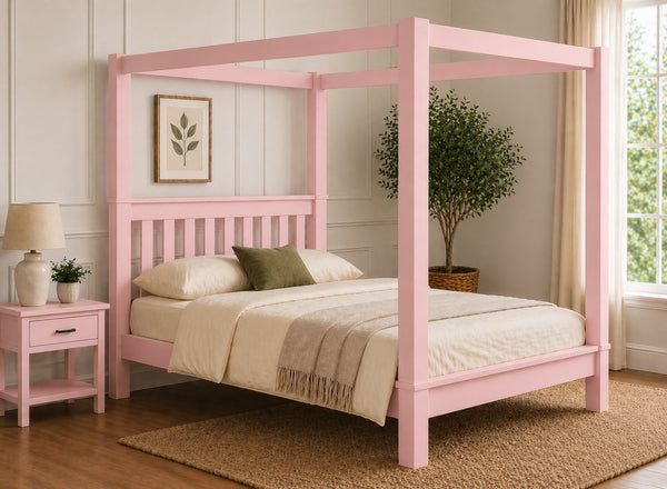 Chesterton Four Poster Bed in Pink Finish (Low End)