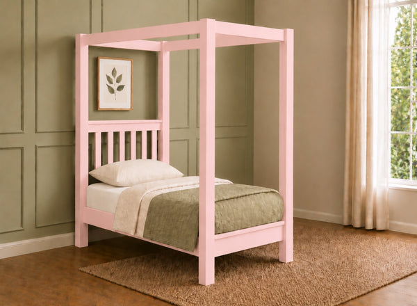 Chesterton Four Poster Bed in Painted Pink Finish, Single Size (Low End)