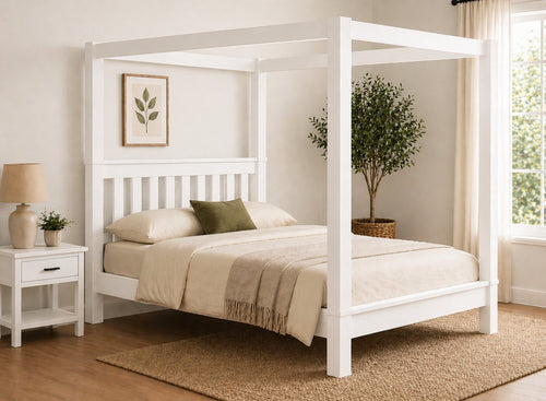 Chesterton Four Poster Bed in White Finish (Low End)