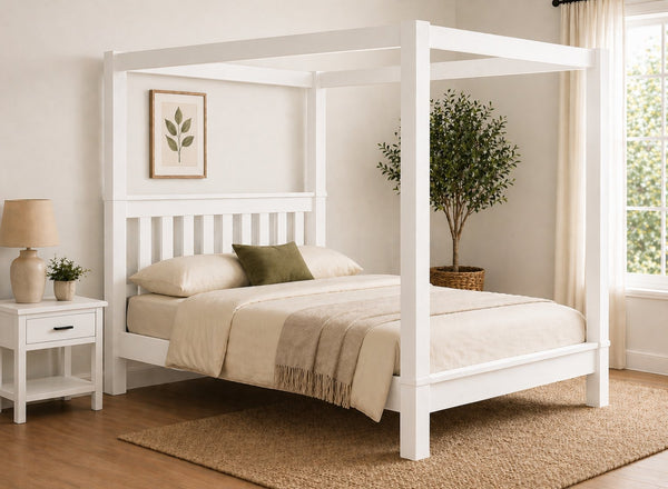 Chesterton Four Poster Bed in White Finish (Low End)