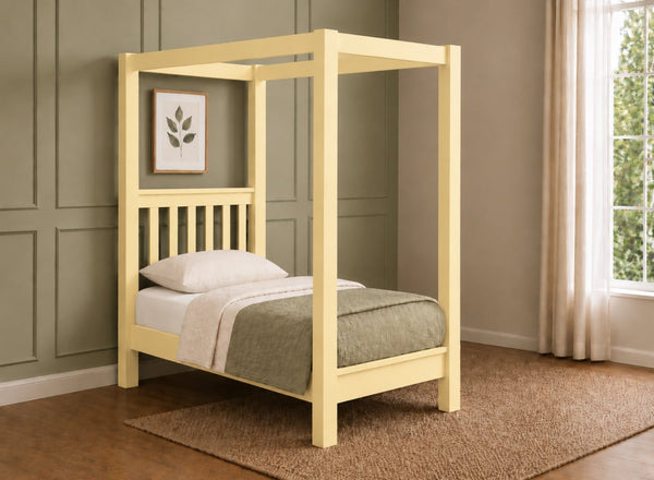 Chesterton Four Poster Bed in Painted Yellow Finish, Single Size (Low End)