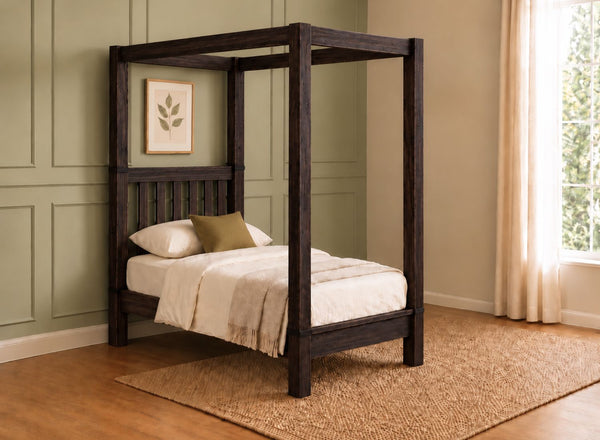 Chesterton Four Poster Bed in Walnut Finish, Single Size (Low End)