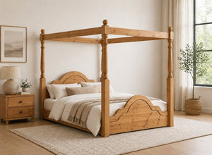 Chippenham Floor Four Poster in Oak Finish