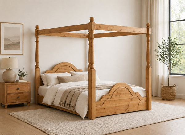 Chippenham Floor Four Poster in Oak Finish