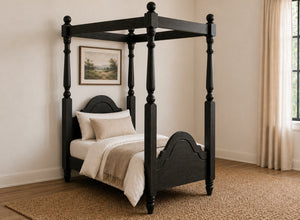 Chippenham Four Poster Bed in Black Ash Finish, Single Size