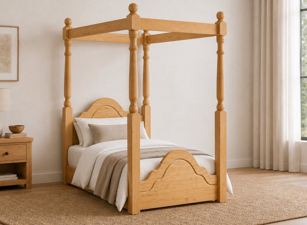 Chippenham Floor Four Poster in Oak Finish