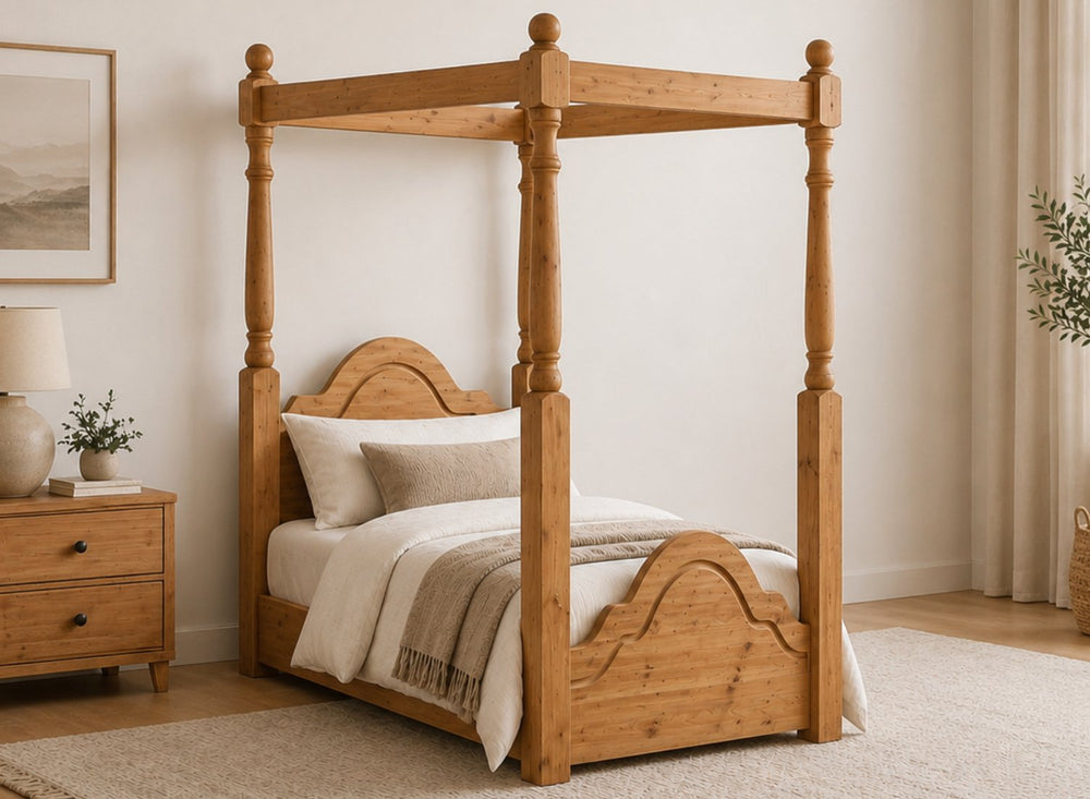 Chippenham Floor Four Poster in Oak Finish