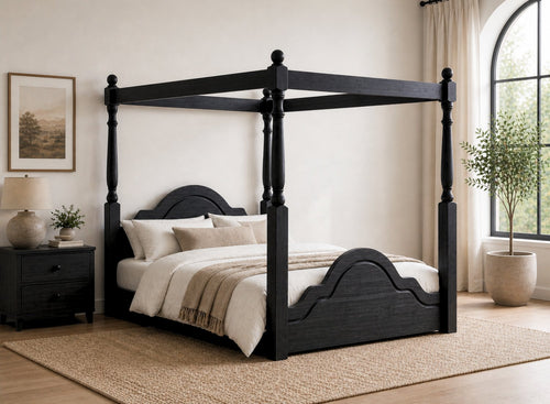 Chippenham Floor Four Poster in Black Ash Finish