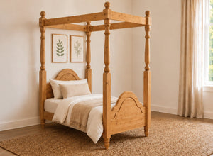 Chippenham Four Poster Bed in Oak Finish, Single Size