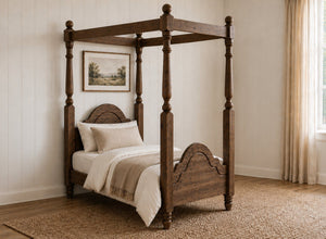 Chippenham Four Poster Bed in Walnut Finish, Single Size