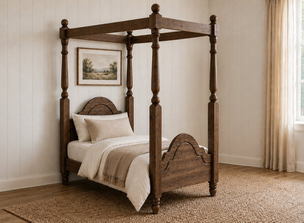 Chippenham Four Poster Bed in Walnut Finish, Single Size