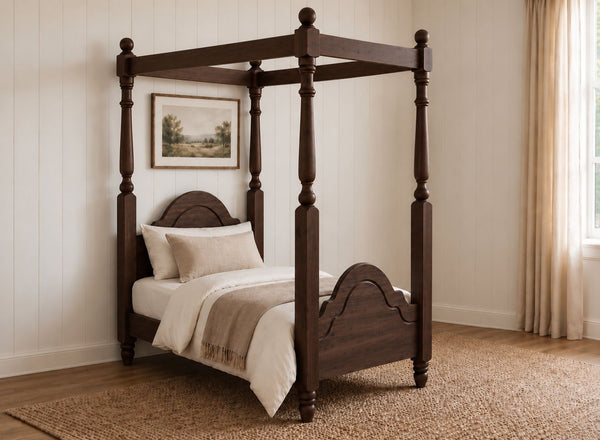 Chippenham Four Poster Bed in Walnut Finish, Single Size
