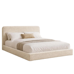 Cley Cream Fabric Bed with White Background