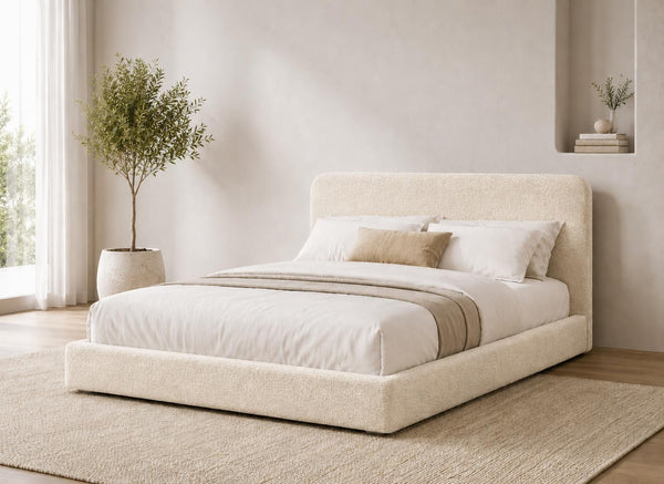 Cley Cream Floor Bed in Boucle Fabric
