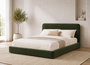 Cley Green Floor Bed in Velvet Fabric