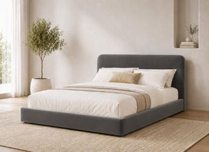 Cley Grey Floor Bed in Velvet Fabric