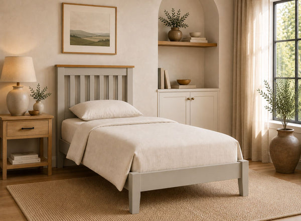 Coltishall Grey Wooden Bed in Single Size | Low End Variation