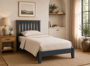 Coltishall Blue Wooden Bed in Single in a Low End Variation