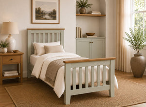 Coltishall Green Wooden Bed with Oak Tops in Single Size