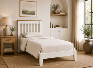 Coltishall White Wooden Bed in Single Size | Low End Variation