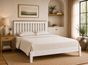 Coltishall White Wooden Bed in King Size | Low End Variation