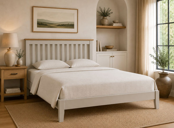 Coltishall Grey Wooden Bed in King Size | Low End Variation