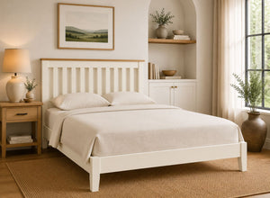 Coltishall Cream Wooden Bed in King Size | Low End Variation