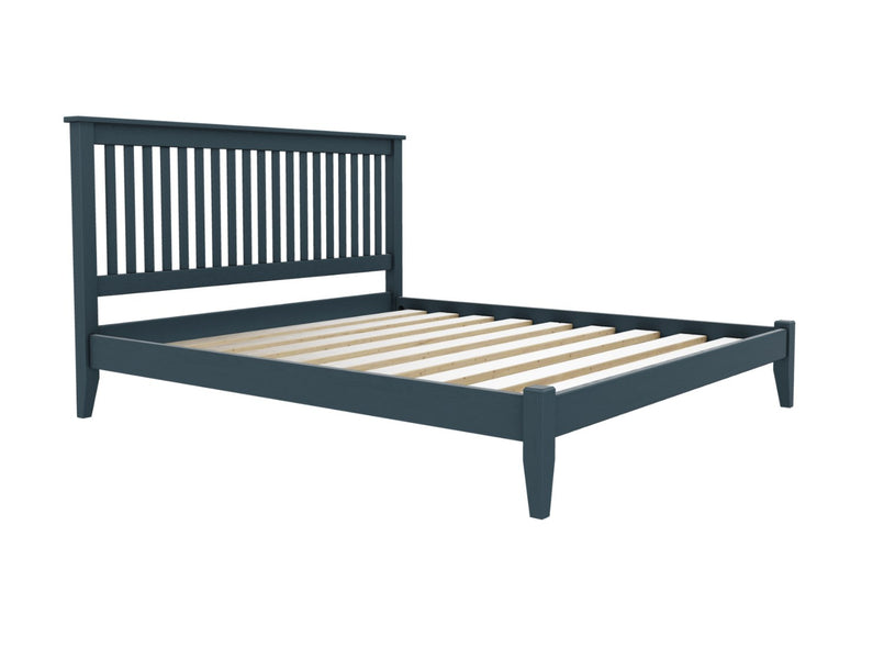 Coxford Low End Wooden Bed Finished in Painted Hague Blue