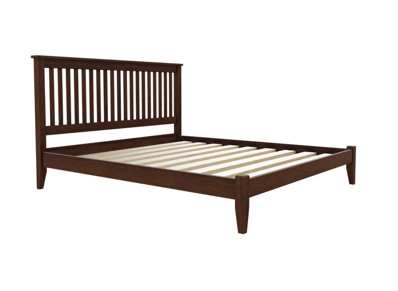 Coxford Low End Wooden Bed Finished in Stained Chocolate Brown