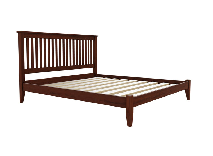Coxford Low End Wooden Bed Finished in Stained Mahogany