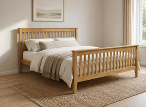 Coxford Stained Antique Wooden Bed in High End in a Modern Minimalist Bedroom
