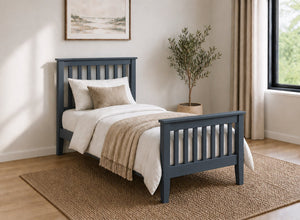 Coxford Blue Wooden Bed in High End Style, Single Size